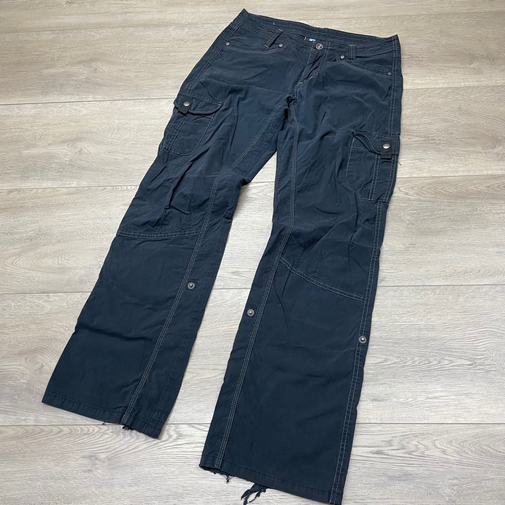 KUHL Cargo Pants Women 8 Black Outdoor Hiking Roll Up Hem Gorp